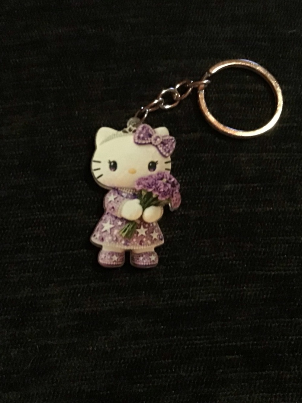 Hello Kitty Purple Bow & Flower Dress Keychain
